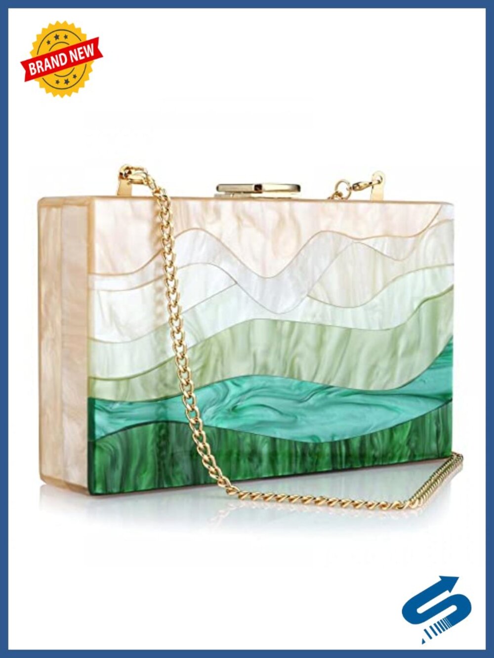 Acrylic Clutch Evening Bag with Detachable Chain Crossbody Purse